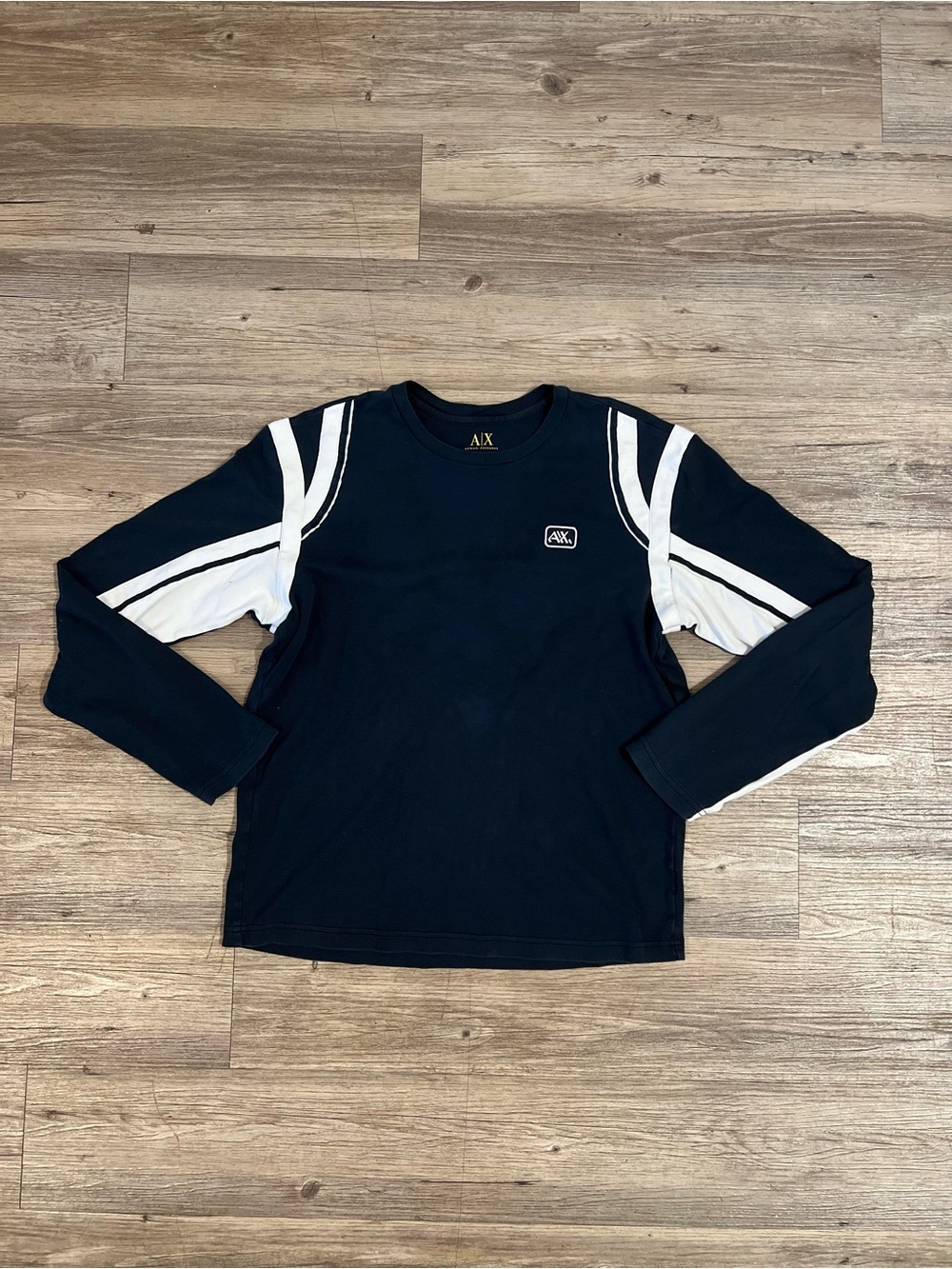 Armani Exchange Large Cotton Long Sleeve Navy Blue Jersey